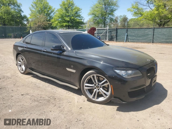 2014 BMW 7 Series 750i xDrive with VIN WBAYB6C52ED224536, listed as a Copart auction lot 54397595 with 107,410 mi miles and Salvage title. Bid and sale history available at DreamBid. Image 4.
