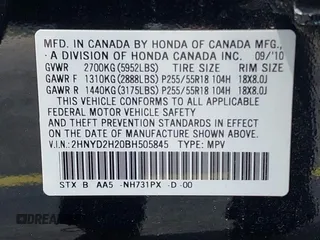 2011 Acura MDX with VIN 2HNYD2H20BH505845, listed as a IAAI auction lot 42563941 with 118,242 mi miles and . Bid and sale history available at DreamBid. Image 9.