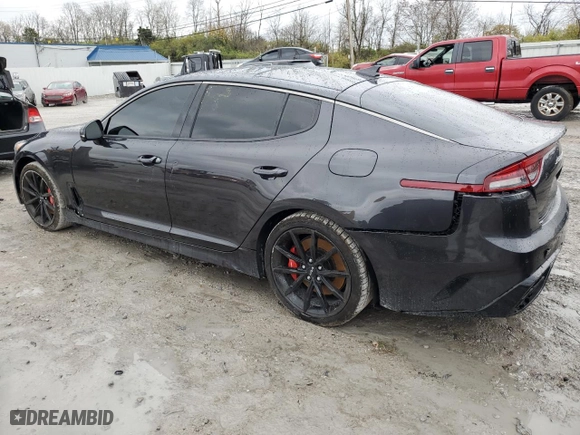 2023 Kia Stinger GT2 with VIN KNAE55LC9P6127666, listed as a Copart auction lot 80554914 with 26,500 mi miles and Salvage Title. Bid and sale history available at carsss.com. Image 2.