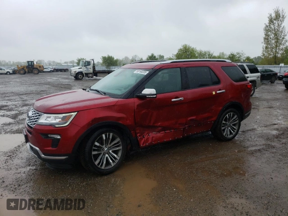 2018 Ford Explorer Platinum with VIN 1FM5K8HT7JGB48650, listed as a Copart auction lot 58168205 with 136,494 mi miles and Clean title. Bid and sale history available at DreamBid. Image 1.