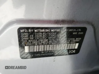 2020 Mitsubishi Mirage ES z VIN ML32F3FJ5LHF11336, wystawiony jako Copart lot #57326845 z przebiegiem 64 411 mil mil oraz Szkoda całkowita • Salvage title. Historia ofert i sprzedaży dostępna na DreamBid. Obrazek 12.