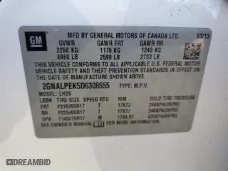2013 Chevrolet Equinox LT with VIN 2GNALPEK5D6308655, listed as a Copart auction lot 46667445 with 99,265 mi miles and Salvage Title. Bid and sale history available at carsss.com. Image 12.
