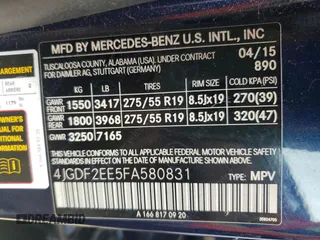 2015 Mercedes-Benz GL-Class GL 350 BlueTEC with VIN 4JGDF2EE5FA580831, listed as a Copart auction lot 59689613 with 116,899 mi miles. Bid and sale history available at carsss.com. Image 13.