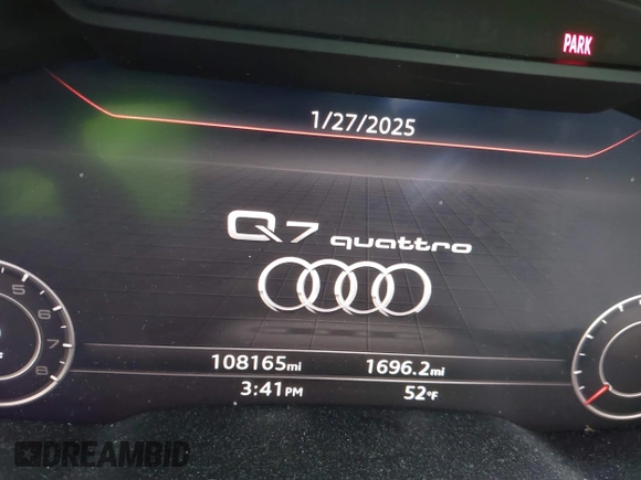 2019 Audi Q7 Premium Plus with VIN WA1LHAF79KD033844, listed as a IAAI auction lot 41431801 with 108,165 mi miles and . Bid and sale history available at DreamBid. Image 14.
