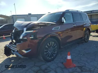 2024 Nissan Armada Platinum with VIN JN8AY2DB6R9852824, listed as a Copart auction lot 42947255 with 6,765 mi miles and Salvage Title. Bid and sale history available at carsss.com. Image 1.