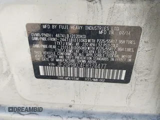 2014 Subaru Crosstrek Touring with VIN JF2GPBKC4EH324477, listed as a IAAI auction lot 41842333 with 154,192 mi miles and . Bid and sale history available at DreamBid. Image 9.