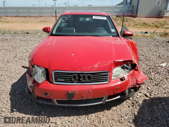 2004 Audi A4 1.8T with VIN WAULC68EX4A114950, listed as a Copart auction lot 56335704 with 0 mi miles and Salvage Title. Bid and sale history available at carsss.com. Image 5.