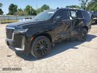 2023 Cadillac Escalade 4WD Premium Luxury with VIN 1GYS4BKL7PR487889, listed as a Copart auction lot 59027264 with 10,755 mi miles and Salvage Title. Bid and sale history available at carsss.com. Image 1.