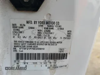 2006 Ford F-250 XL with VIN 1FTSF21P76ED55810, listed as a Copart auction lot 48760815 with Not provided miles and Salvage title. Bid and sale history available at DreamBid. Image 12.