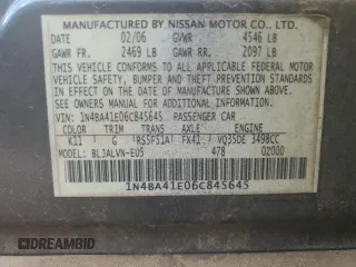 2006 Nissan Maxima 3.5 SE with VIN 1N4BA41E06C845645, listed as a Copart auction lot 71938354 with 154,372 mi miles and Salvage Title. Bid and sale history available at carsss.com. Image 13.