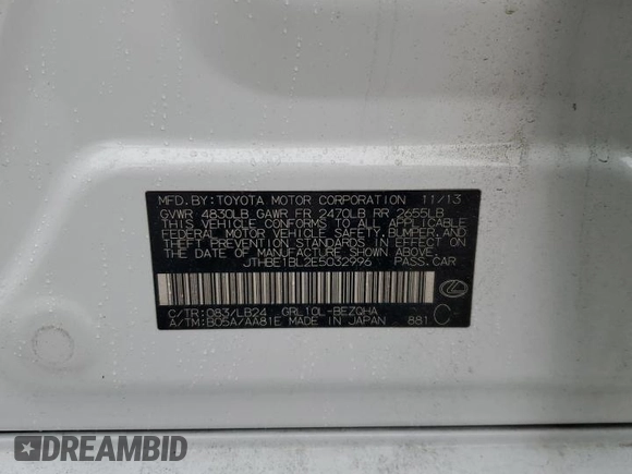 2014 Lexus GS 350 с VIN JTHBE1BL2E5032996, выставлен на аукционе Copart как лот 54130305 с пробегом 132 362 миль миль и Списание • Salvage title. История ставок и продаж доступна на DreamBid. Изображение 12.