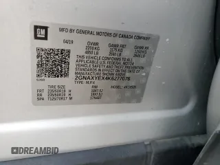 2019 Chevrolet Equinox Premier with VIN 2GNAXYEX4K6277076, listed as a Copart auction lot 44047625 with 51,493 mi miles and Salvage Title. Bid and sale history available at carsss.com. Image 14.