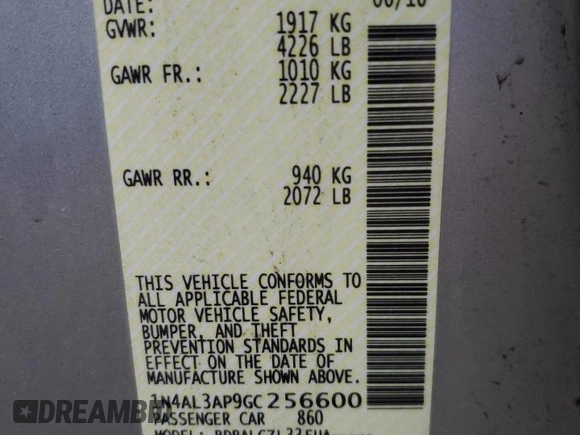 2016 Nissan Altima SL with VIN 1N4AL3AP9GC256600, listed as a Copart auction lot 53182515 with 134,794 mi miles and Salvage Title. Bid and sale history available at carsss.com. Image 12.