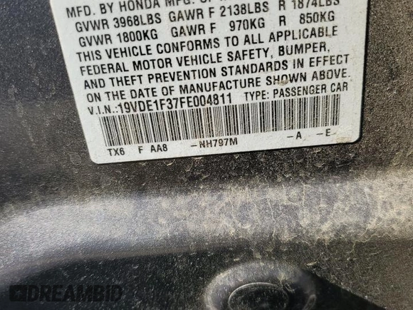 2015 Acura ILX z VIN 19VDE1F37FE004811, wystawiony jako Copart lot #52642755 z przebiegiem 77 095 mil mil oraz Szkody całkowita. Historia ofert i sprzedaży dostępna na DreamBid. Obrazek 12.