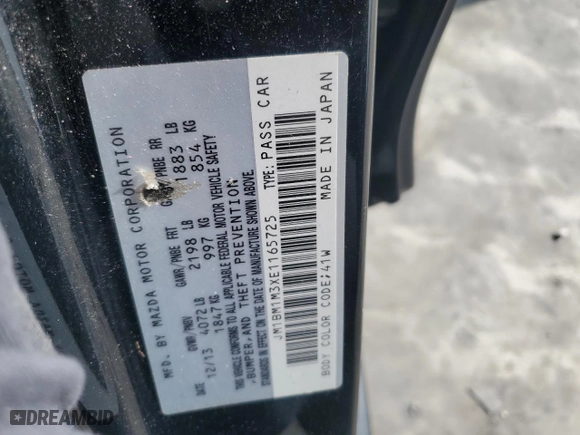 2014 Mazda Mazda3 s Grand Touring with VIN JM1BM1M3XE1165725, listed as a Copart auction lot 83674364 with NaN miles and Salvage Title. Bid and sale history available at carsss.com. Image 12.
