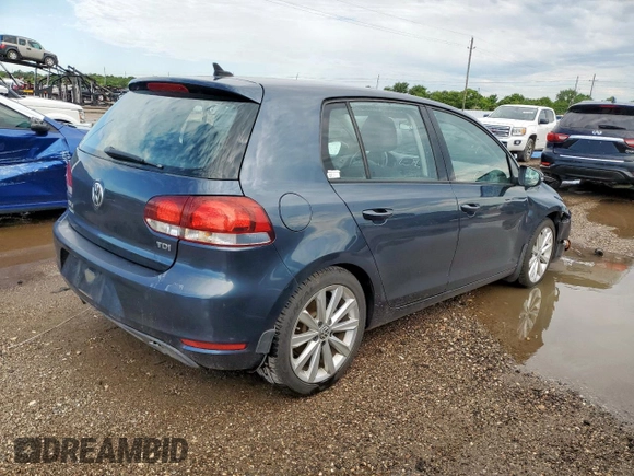 2014 Volkswagen Golf TDI w/Sunroof & Nav z VIN WVWDM7AJ2EW000544, wystawiony jako Copart lot #59343995 z przebiegiem 128 421 mil mil oraz Szkoda całkowita • Salvage title. Historia ofert i sprzedaży dostępna na DreamBid. Obrazek 3.