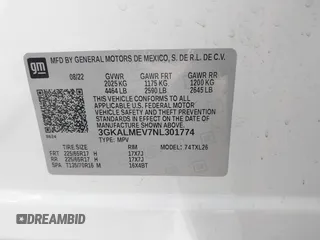 2022 GMC Terrain SLE z VIN 3GKALMEV7NL301774, wystawiony jako IAAI lot #42734720 z przebiegiem 48 012 mil mil oraz . Historia ofert i sprzedaży dostępna na DreamBid. Obrazek 9.