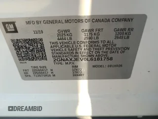 2020 Chevrolet Equinox LT with VIN 2GNAXJEV0L6181758, listed as a IAAI auction lot 42848993 with 35,916 mi miles and . Bid and sale history available at DreamBid. Image 2.