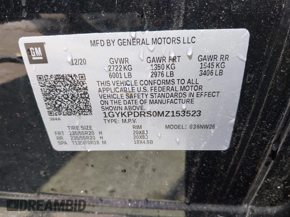2021 Cadillac XT6 Premium Luxury with VIN 1GYKPDRS0MZ153523, listed as a IAAI auction lot 42770895 with 19,843 mi miles and . Bid and sale history available at DreamBid. Image 9.