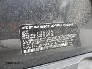 2021 BMW 3 Series 330e with VIN 3MW5P7J07M8B90476, listed as a Copart auction lot 50614505 with 55,518 mi miles and Salvage Title. Bid and sale history available at carsss.com. Image 13.