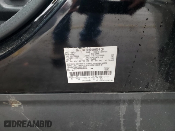 2017 Ford Explorer XLT with VIN 1FM5K8D82HGE17794, listed as a Copart auction lot 51859215 with 101,353 mi miles and Clean title. Bid and sale history available at DreamBid. Image 13.