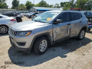 2020 Jeep Compass Sport with VIN 3C4NJCAB8LT170148, listed as a Copart auction lot 68173654 with 57,642 mi miles and Salvage title. Bid and sale history available at DreamBid. Image 1.