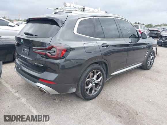 2023 BMW X3 sDrive30i with VIN 5UX43DP09P9R23362, listed as a IAAI auction lot 41709641 with 30,696 mi miles and . Bid and sale history available at DreamBid. Image 4.
