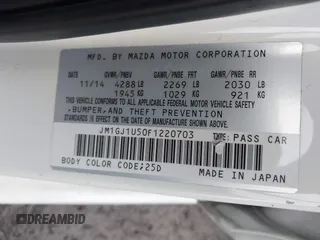 2015 Mazda 6 i Sport with VIN JM1GJ1U50F1220703, listed as a IAAI auction lot 41475129 with 127,834 mi miles. Bid and sale history available at carsss.com. Image 9.