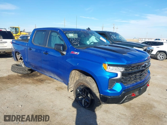 2023 Chevrolet Silverado 1500 LT Trail Boss with VIN 3GCUDFED9PG117005, listed as a IAAI auction lot 41505108 with 14,575 mi miles and . Bid and sale history available at DreamBid. Image 1.