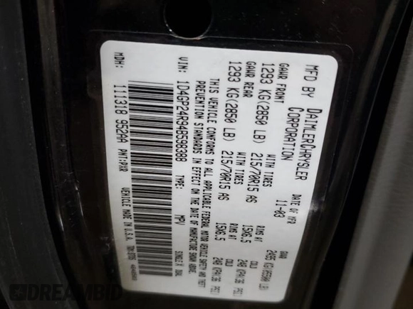 2004 Dodge Caravan SE z VIN 1D4GP24R94B598388, wystawiony jako Copart lot #76607534 z przebiegiem 163 318 mil mil oraz Szkoda całkowita • Salvage title. Historia ofert i sprzedaży dostępna na DreamBid. Obrazek 13.