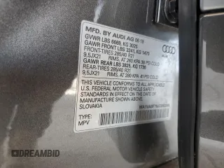 2018 Audi Q7 Prestige z VIN WA1VABF79JD053285, wystawiony jako Copart lot #58538125 z przebiegiem 47 318 mil mil oraz Szkoda całkowita • Salvage title. Historia ofert i sprzedaży dostępna na DreamBid. Obrazek 14.