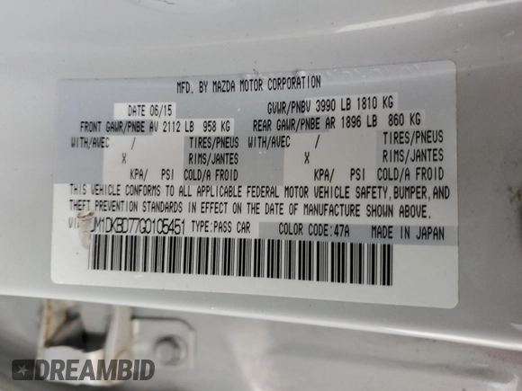 2016 Mazda CX-3 Grand Touring z VIN JM1DKBD77G0105451, wystawiony jako Copart lot #58341495 z przebiegiem 109 525 mil mil oraz Szkody całkowita. Historia ofert i sprzedaży dostępna na DreamBid. Obrazek 12.