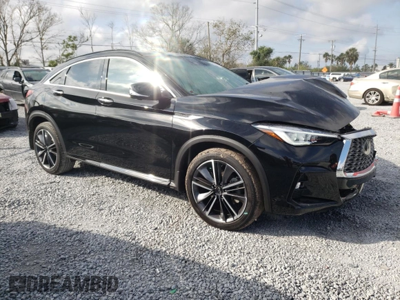2024 Infiniti QX55 Essential with VIN 3PCAJ5KRXRF108182, listed as a Copart auction lot 44345325 with 15,090 mi miles and Salvage Title. Bid and sale history available at DreamBid. Image 4.