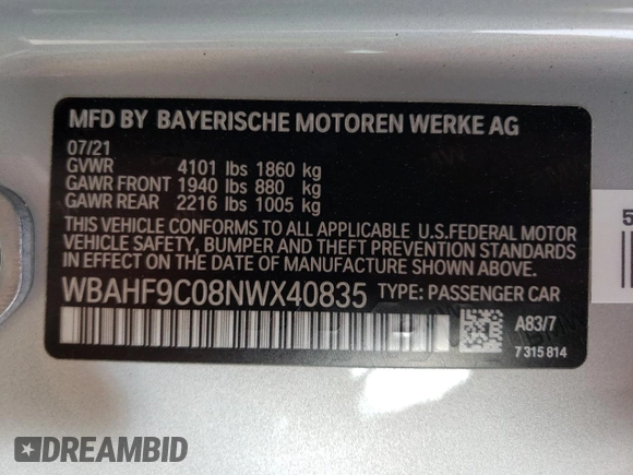 2022 BMW Z4 sDriveM40i with VIN WBAHF9C08NWX40835, listed as a Copart auction lot 68417882 with 9,165 mi miles and . Bid and sale history available at DreamBid. Image 14.