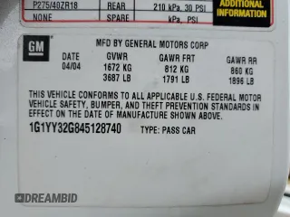 2004 Chevrolet Corvette with VIN 1G1YY32G845128740, listed as a Copart auction lot 43324795 with 63,686 mi miles and Salvage Title. Bid and sale history available at carsss.com. Image 13.