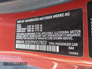 2015 BMW X1 xDrive28i with VIN WBAVL1C57FVY27822, listed as a IAAI auction lot 41977545 with 76,211 mi miles. Bid and sale history available at carsss.com. Image 9.