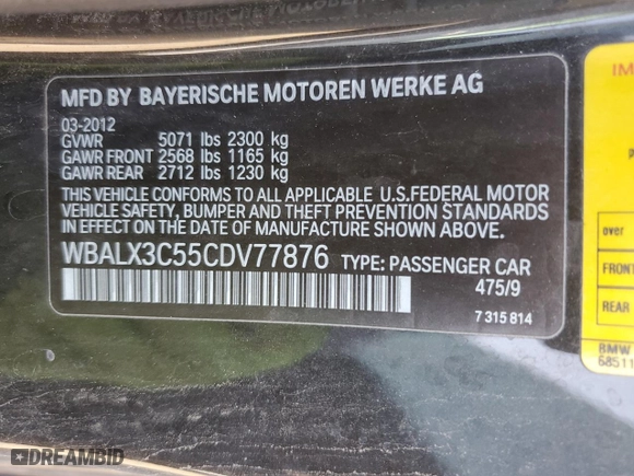 2012 BMW 6 Series 650i with VIN WBALX3C55CDV77876, listed as a Copart auction lot 44644405 with 95,621 mi miles and Clean Title. Bid and sale history available at carsss.com. Image 12.