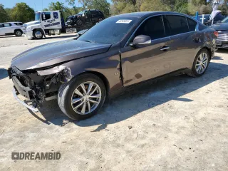 2015 Infiniti Q50 with VIN JN1BV7AP8FM335705, listed as a Copart auction lot 48848885 with 108,029 mi miles and Salvage Title. Bid and sale history available at carsss.com. Image 1.