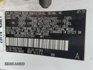 2012 Toyota Sienna with VIN 5TDZK3DC2CS272641, listed as a Copart auction lot 53378905 with 115,153 mi miles and Salvage title. Bid and sale history available at DreamBid. Image 13.