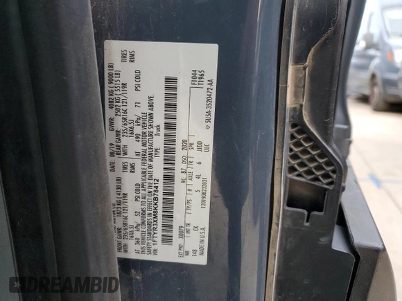 2019 Ford Transit with VIN 1FTYR3XM8KKB78412, listed as a Copart auction lot 49901755 with Not Provided miles and Clean Title. Bid and sale history available at carsss.com. Image 12.