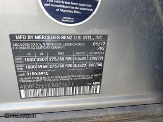 2012 Mercedes-Benz GL-Class GL 350 BlueTEC with VIN 4JGBF2FE7CA801671, listed as a Copart auction lot 87170814 with 142,618 mi miles and Salvage Title. Bid and sale history available at carsss.com. Image 13.