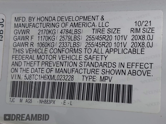 2021 Acura RDX w/A-Spec Package z VIN 5J8TC1H6XML023228, wystawiony jako IAAI lot #42358427 z przebiegiem 69 212 mil mil oraz . Historia ofert i sprzedaży dostępna na DreamBid. Obrazek 9.