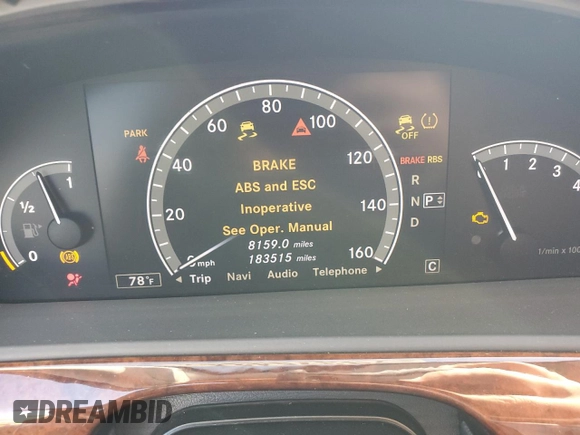 2010 Mercedes-Benz S 400 with VIN WDDNG9FB9AA310731, listed as a Copart auction lot 73375434 with 183,515 mi miles and Salvage Title. Bid and sale history available at DreamBid. Image 9.