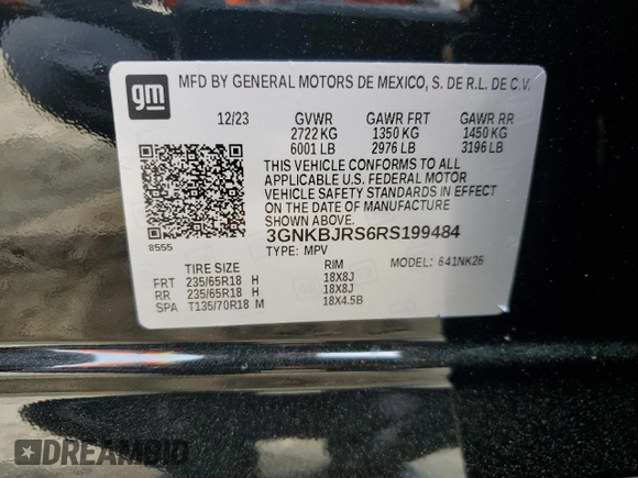 2024 Chevrolet Blazer LT with VIN 3GNKBJRS6RS199484, listed as a Copart auction lot 56480945 with 9,255 mi miles and Salvage title. Bid and sale history available at DreamBid. Image 13.