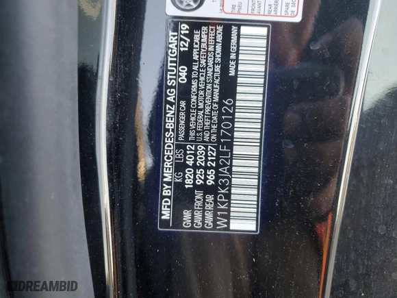 2020 Mercedes-Benz SLC with VIN W1KPK3JA2LF170126, listed as a Copart auction lot 88535245 with 60,141 mi miles and Salvage Title. Bid and sale history available at carsss.com. Image 13.