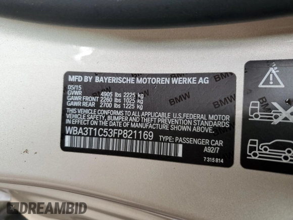 2015 BMW 4 Series 428i xDrive with VIN WBA3T1C53FP821169, listed as a Copart auction lot 86566414 with Not Provided miles and Salvage Title. Bid and sale history available at carsss.com. Image 13.