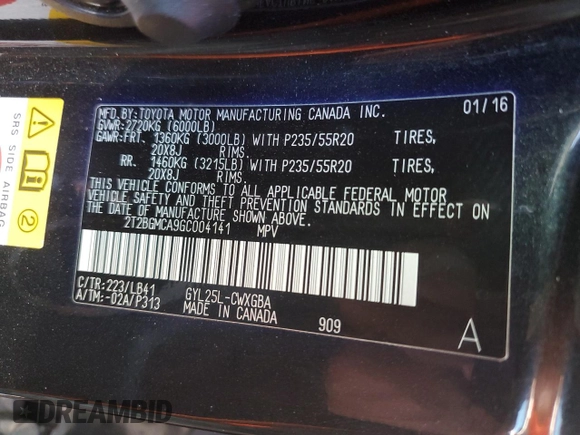 2016 Lexus RX 450h with VIN 2T2BGMCA9GC004141, listed as a Copart auction lot 52637505 with 143,292 mi miles and Salvage Title. Bid and sale history available at DreamBid. Image 15.