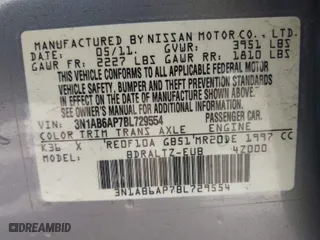 2011 Nissan Sentra 2.0 SR with VIN 3N1AB6AP7BL729554, listed as a IAAI auction lot 41799430 with 159,778 mi miles. Bid and sale history available at carsss.com. Image 9.