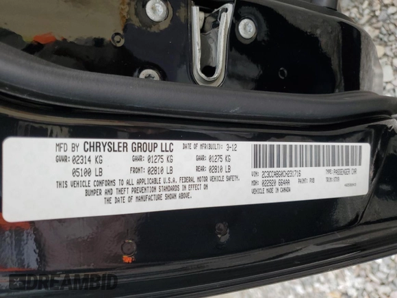 2012 Chrysler 300 S with VIN 2C3CCABG0CH231716, listed as a Copart auction lot 83883334 with 134,673 mi miles and Salvage Title. Bid and sale history available at carsss.com. Image 14.