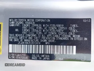 2014 Lexus RX 350 with VIN JTJZK1BA7E2012474, listed as a IAAI auction lot 42369456 with 127,380 mi miles and . Bid and sale history available at DreamBid. Image 9.